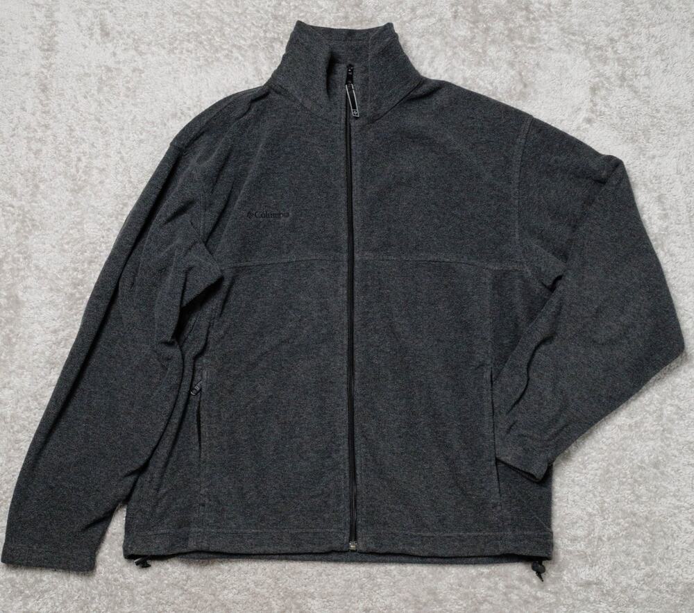 Columbia Full Zip Gray Fleece Full Zip Mock Neck Jacket Mens Size L